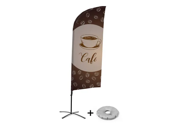Horecavlag Alu Wind complete set "Café" kruisvoet Zwart