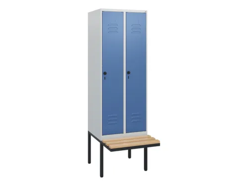 locker met bank,HxBxD 1950x600x815mm,2vak,vak B 300mm,draaigrendel