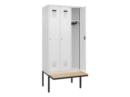 locker met bank,HxBxD 2120x900x815mm,3vak,vak B 300mm,cilinderslot