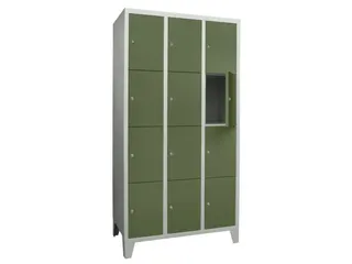 lockerkast,HxBxD 1850x900x500mm,3x4vakken,RAL7035,front RAL6011 - 2