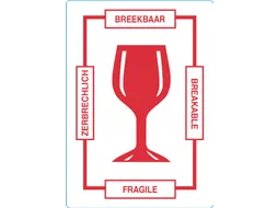 Etiket 70x100mm Breekbaar Glas Rol 500 Stuks
