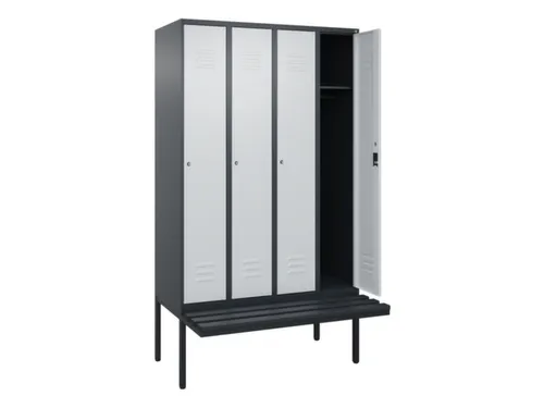 locker met bank,HxBxD 2120x1200x815mm,4vak,vak B 300mm,cil.-slot