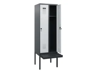 locker met bank,HxBxD 1950x600x815mm,2vak,vak B 300mm,draaigrendel - 1