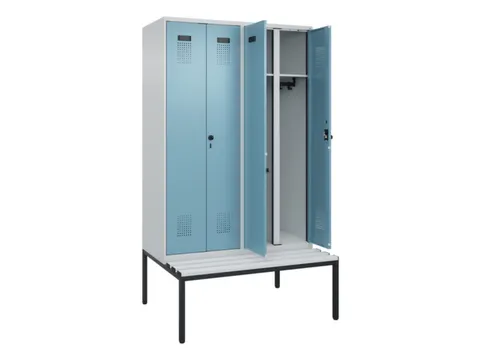locker met bank,voor scheiding van kleding,HxBxD 2120x1200x815mm,4vak