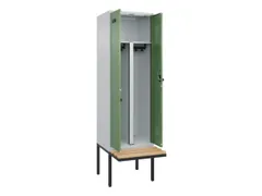 PBM-locker met bank,HxBxD 2120x600x815mm,2vak,vak B 300mm,draaigrendel