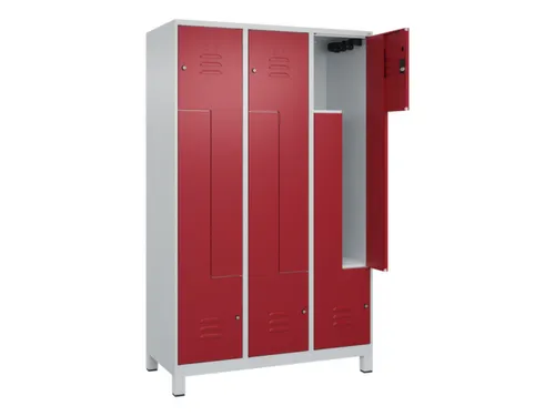 Z-garderobekast,HxBxD 1950x1200x500mm,vak B 200/400mm,cil.-slot,voeten