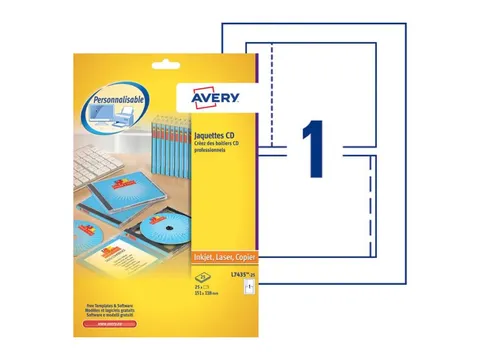 Cd inlegkaart Avery L7435-25 151x118mm
