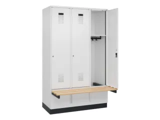 locker met bank,HxBxD 1950x1200x815mm,3vak,vak B 400mm,cilinderslot - 1