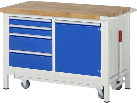 Werkbank 880x1250x700mm Beukenhouten Werkblad 4laden Kast