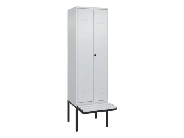 PBM-locker met bank,HxBxD 2120x600x815mm,2vak,vak B 300mm,draaigrendel