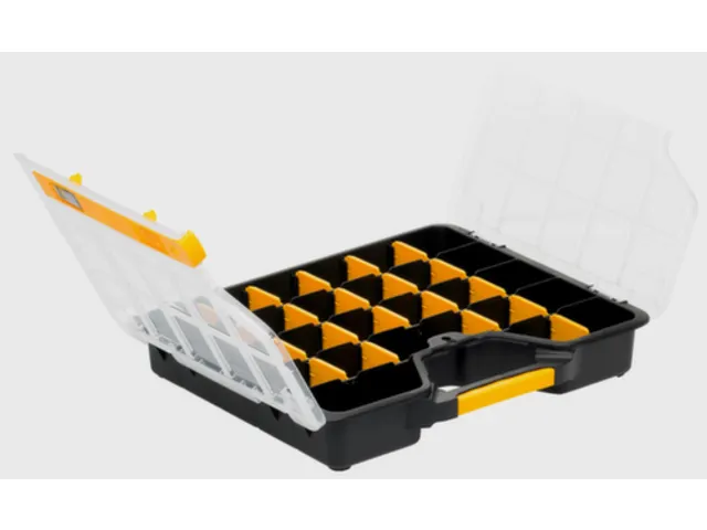 Assortimentsbak,HxBxD 62x365x295mm,PP,koffer zwart/geel