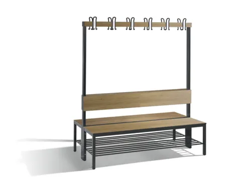 omkleedbank,HxLxD 1710x1500x760mm,HPL eiken-sereno,frame staal RAL7021