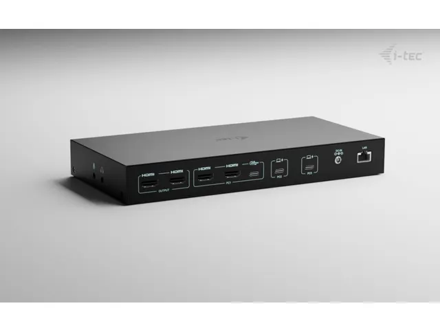 i-tec USB-C KVM Dock PRO for Three Hosts, Dual Video, with 2x Power De