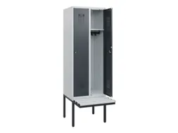 locker met bank,HxBxD 1950x600x815mm,2vak,vak B 300mm,cilinderslot