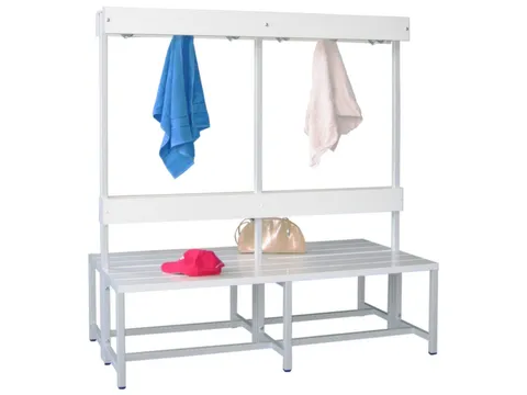 dubbele zitbank HxLxD 1600x1500x770mm Kunststof Wit RAL5010 Blauw