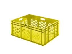 Euronorm Stapelkrat 320x800x600mm 127liter Geel Wanden Opengewerkt