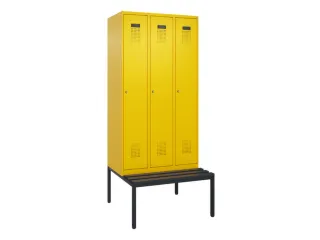 locker met bank,HxBxD 2120x900x815mm,3vak,vak B 300mm,cilinderslot - 2