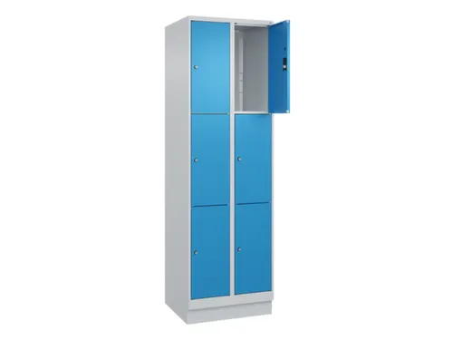 lockerkast,HxBxD 1950x600x500mm,2x3vakken,vak B 300mm,cil.-slot,sokkel