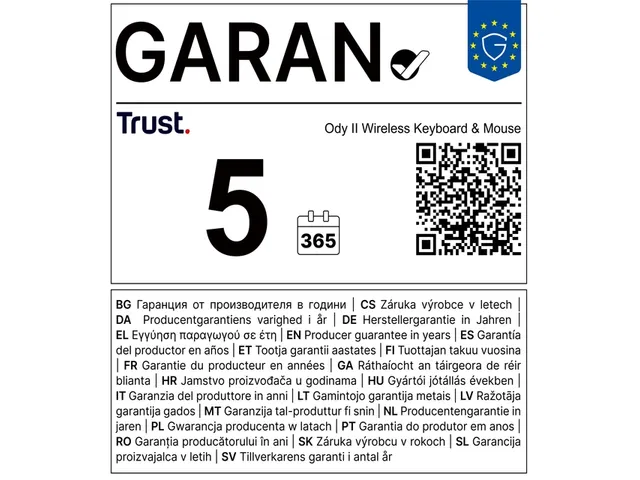 Toetsenbord Trust Ody II draadloos + muis 25018 QWERTY