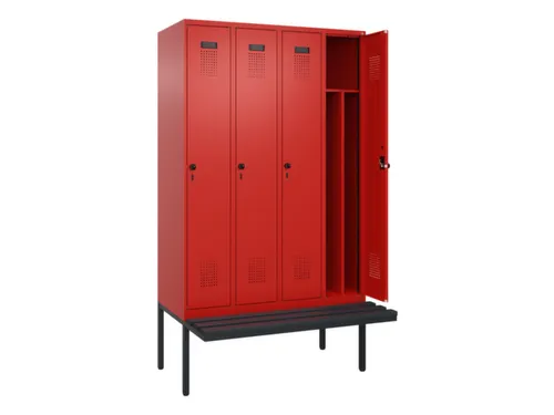 locker met bank,voor scheiding van kleding,HxBxD 2120x1200x815mm,4vak