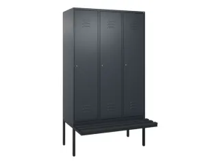 locker met bank,HxBxD 2120x1200x815mm,3vak,vak B 400mm,cil.-slot - 1