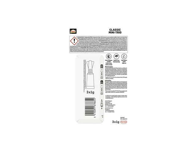 Secondelijm Pattex Classic mini trio tube 3x1gram op blister