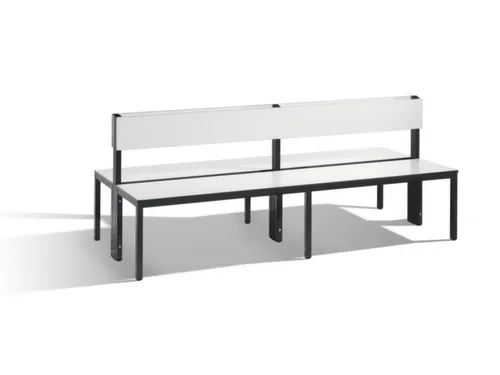 omkleedbank,HxLxD 796x2000x760mm,HPL wit,frame staal RAL7021,leuning