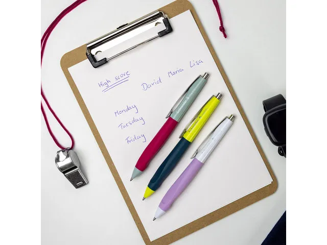 Balpen Schneider Haptify saliegrijs-magenta