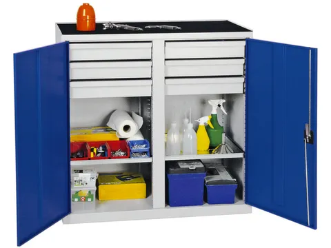 Draaideurkast Hxbxd 1000x1000x500mm 6laden 2legborden Ral5010