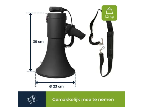 Krachtige 50 W megafoon met ingebouwde sirene Set