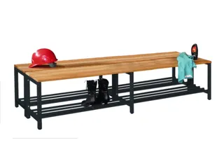 dubbele zitbank,LxD 2000x740mm,houten lijst beuken,onderstel RAL7016 - 2