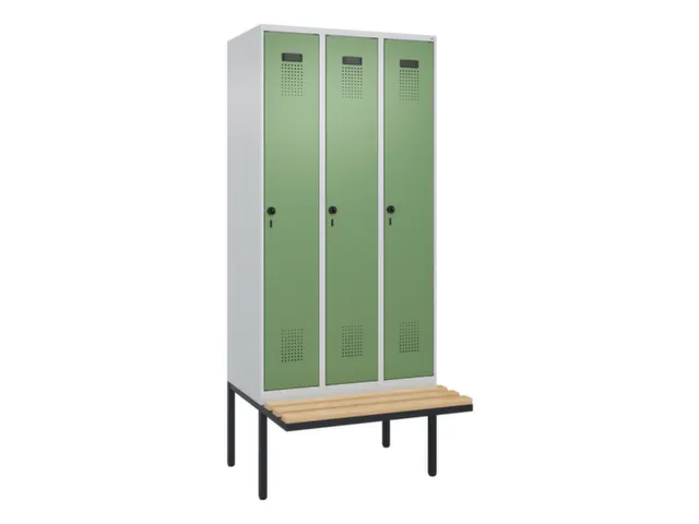 locker met bank,voor scheiding van kleding,HxBxD 2120x900x815mm,3vak