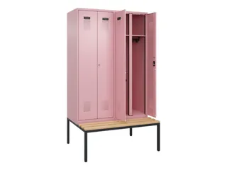 locker met bank,voor scheiding van kleding,HxBxD 2120x1200x815mm,4vak - 1