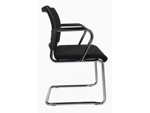 Bezoekersstoel Armleuningen Zwart Stof 450x480x450mm Sledeframe