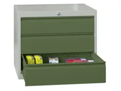 ladekast 600x715x600mm 3laden cilinderslot RAL7035 front RAL6011