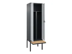 PBM-locker met bank,HxBxD 2120x600x815mm,2vak,vak B 300mm,draaigrendel