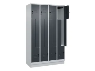 Z-garderobekast,HxBxD 1950x1200x500mm,vak B 150/300mm,draaigrendel - 2