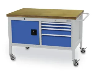 Werkplaatswagen 859x1200x750mm Werkblad 40mm Draaideuren 4laden - 4