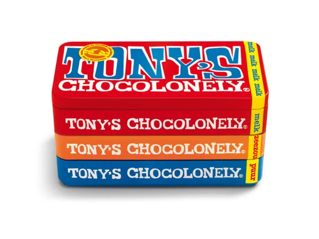 Chocolade Tony's Chocolonely Reep 3x 180 gram in Blik