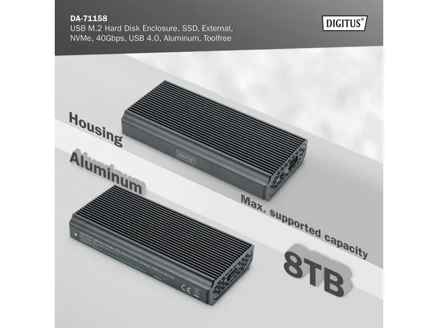 USB-behuizing voor harde schijf extern NVMe 40 Gbps USB 4.0 Aluminium