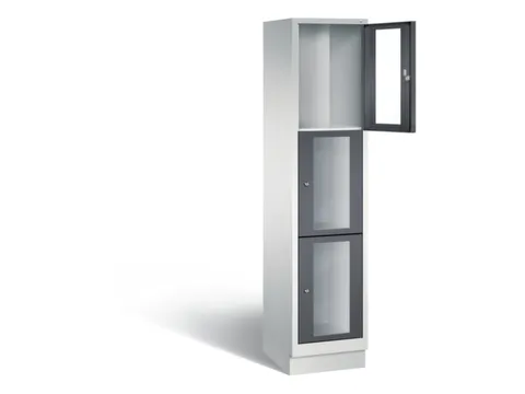 Lockerkast 1800x420x500mm 1x3 vakken Cilinderslot, Sokkel, RAL7021