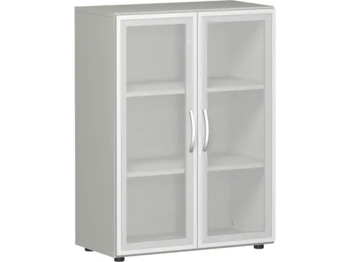 vitrinekast HxBxD 1104x800x420mm 2xhouten vloer 3OH RAL7035