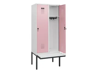 locker met bank,HxBxD 1950x800x815mm,2vak,vak B 400mm,draaigrendel - 1