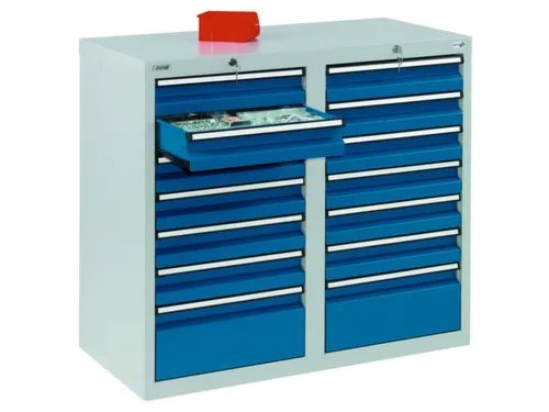 ladekast HxBxD 900x1000x500mm 14laden vergrendeling RAL7035 RAL5010