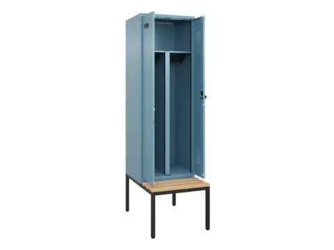 PBM-locker met bank,HxBxD 2120x600x815mm,2vak,vak B 300mm,draaigrendel