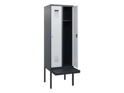 locker met bank,HxBxD 1950x600x815mm,2vak,vak B 300mm,cilinderslot