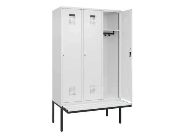 locker met bank,HxBxD 2120x1200x815mm,3vak,vak B 400mm,cilinderslot