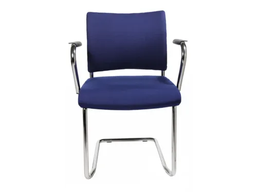 Bezoekersstoel Armleuningen Blauw Stof Zitting 450x480mm Sledeframe
