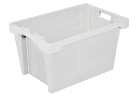 Euronorm Draaistapelbak 350x600x400mm Wit 60l Wand/bodem Gesloten