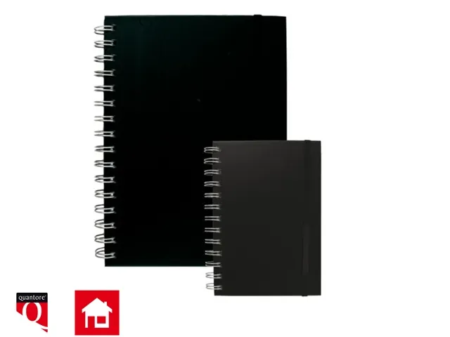 Notitieboek Quantore A6 spiraal zwart lijn
